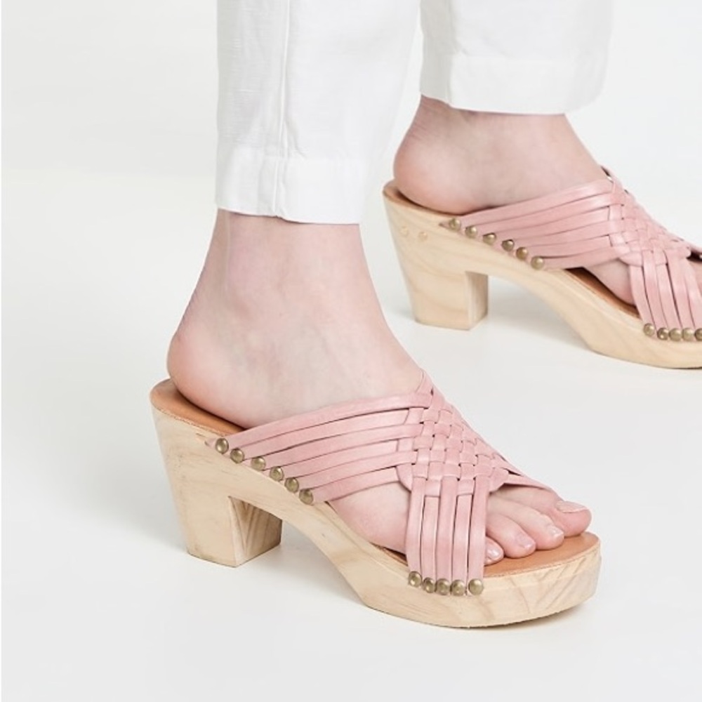 Beek Sparrow Wooden Clogs in Rose Honey Size 7